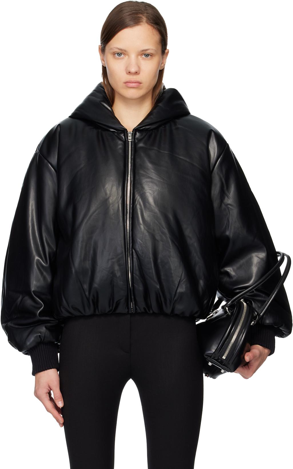 Black Hooded Faux-Leather Jacket by ACNE STUDIOS