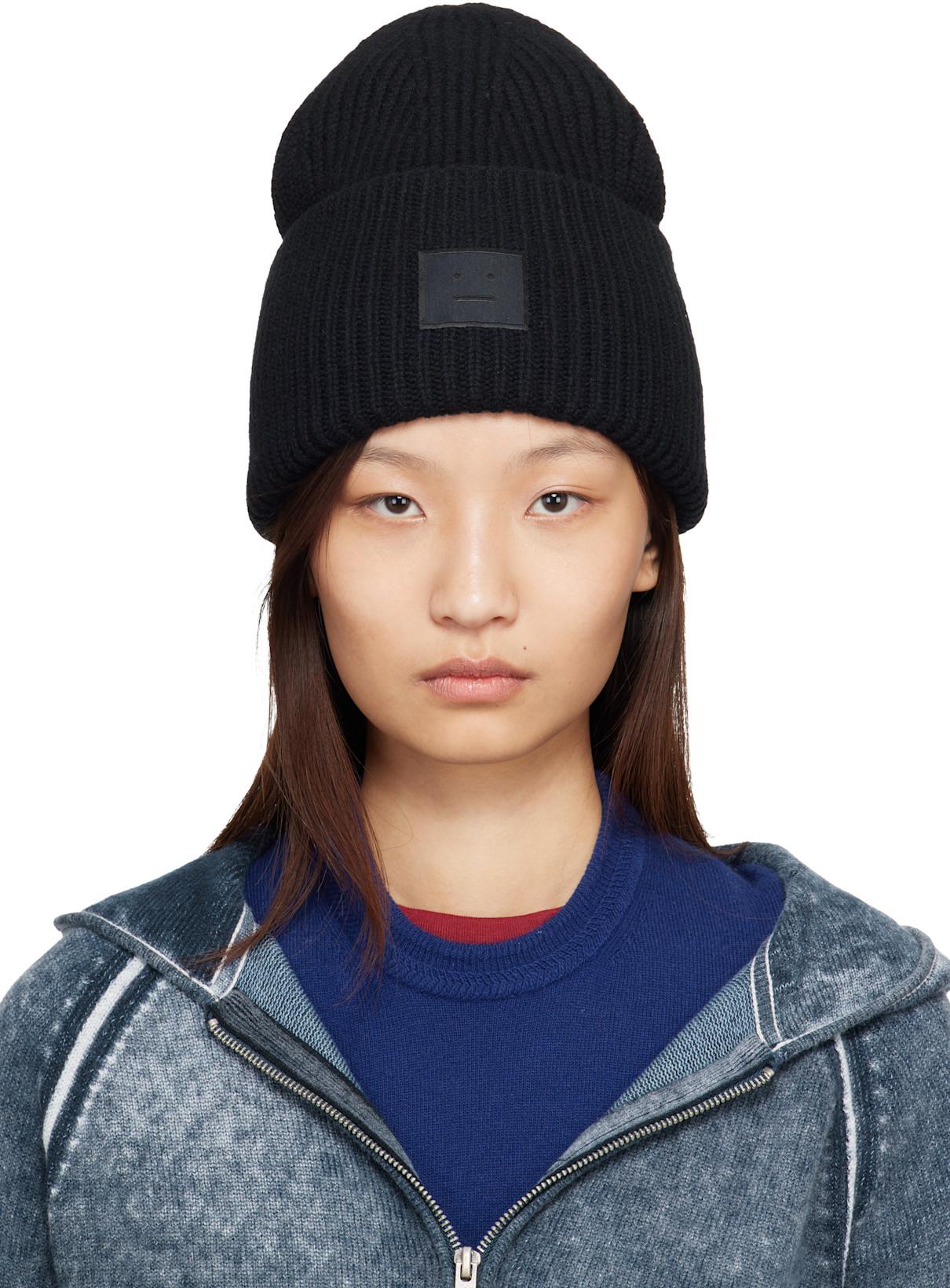 Black Large Face Logo Beanie by ACNE STUDIOS
