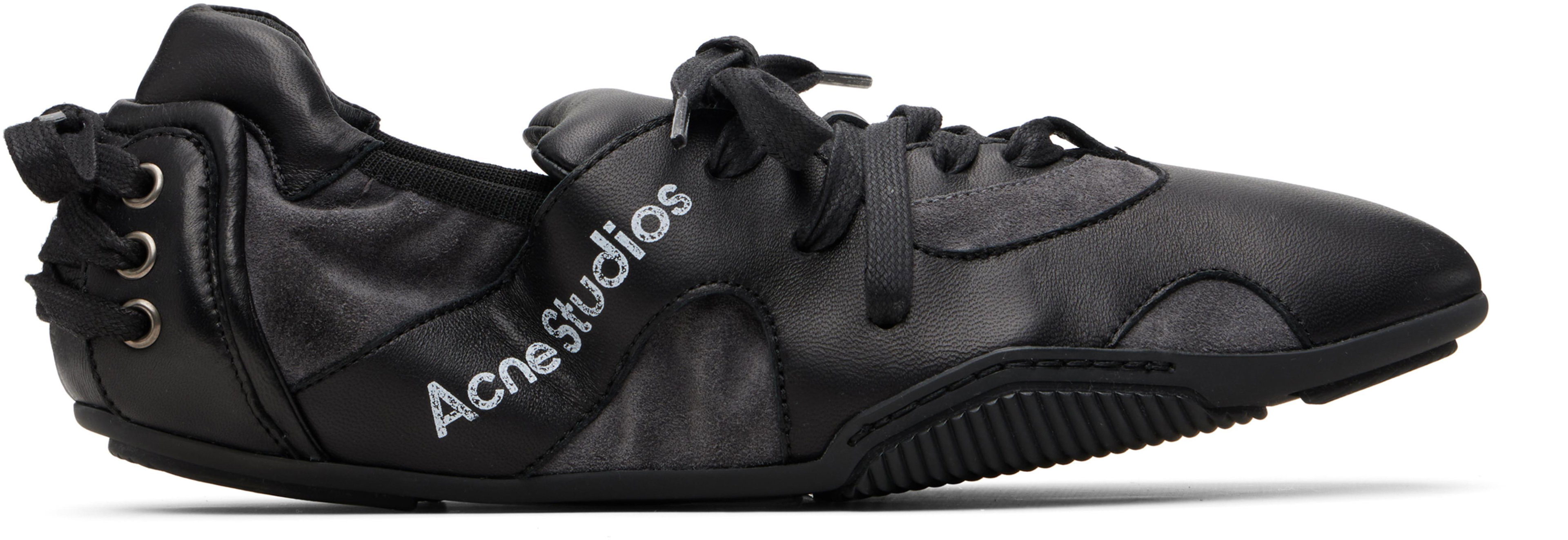 Black Leather Lace-Up Sneakers by ACNE STUDIOS