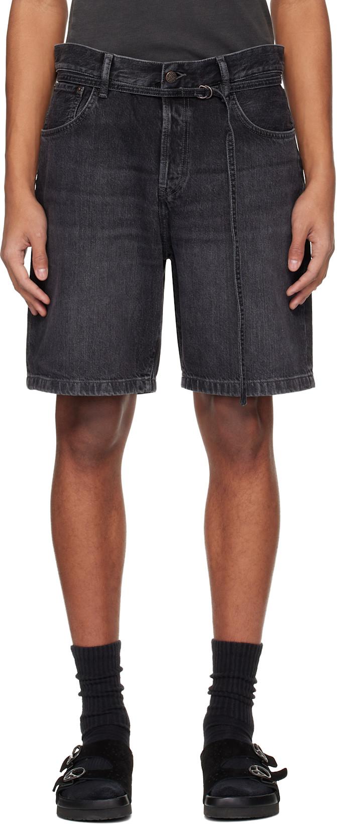 Black Loose Fit Denim Shorts by ACNE STUDIOS