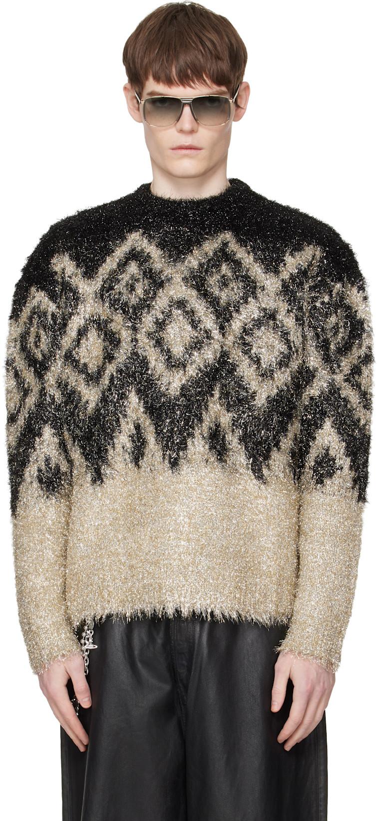 Black Metallic Knit Sweater by ACNE STUDIOS