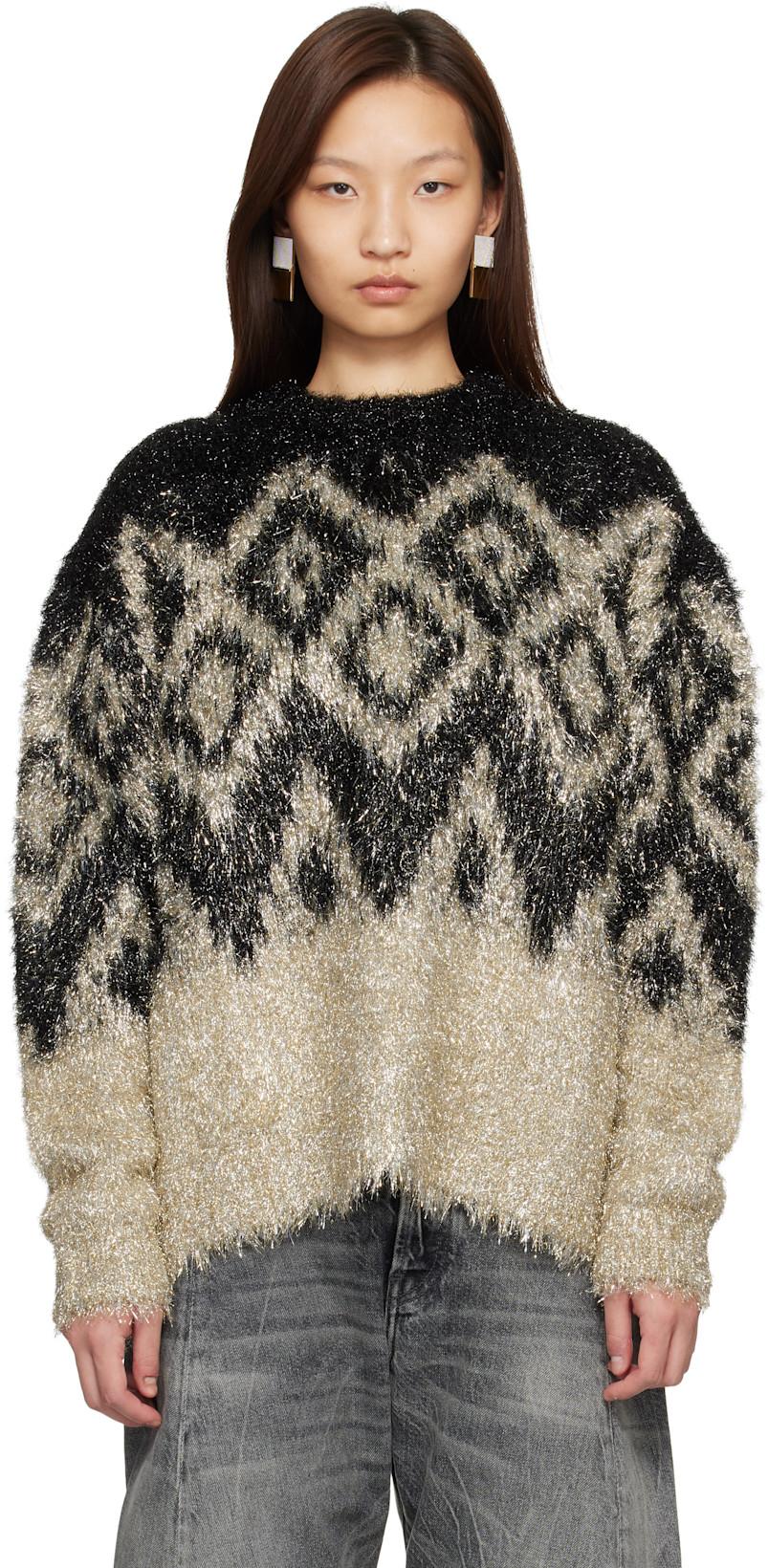 Black Metallic Knit Sweater by ACNE STUDIOS