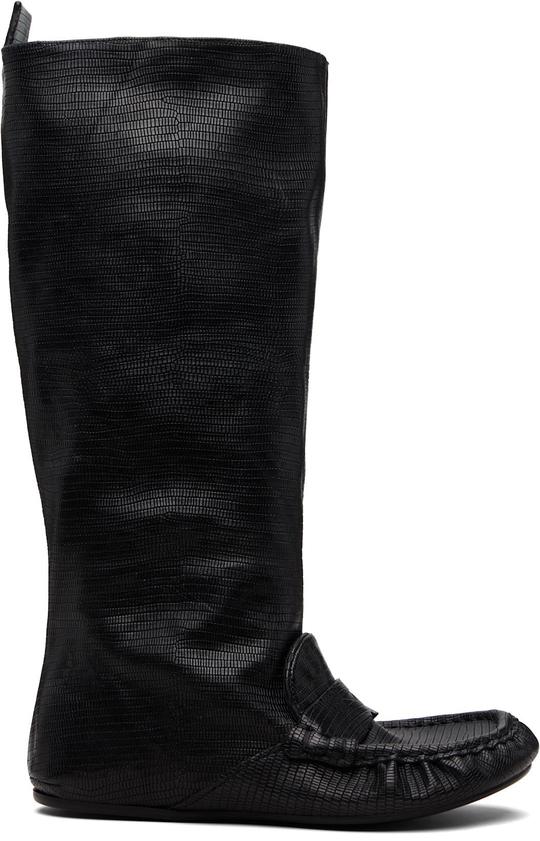 Black Slouch Saddle Tall Boots by ACNE STUDIOS