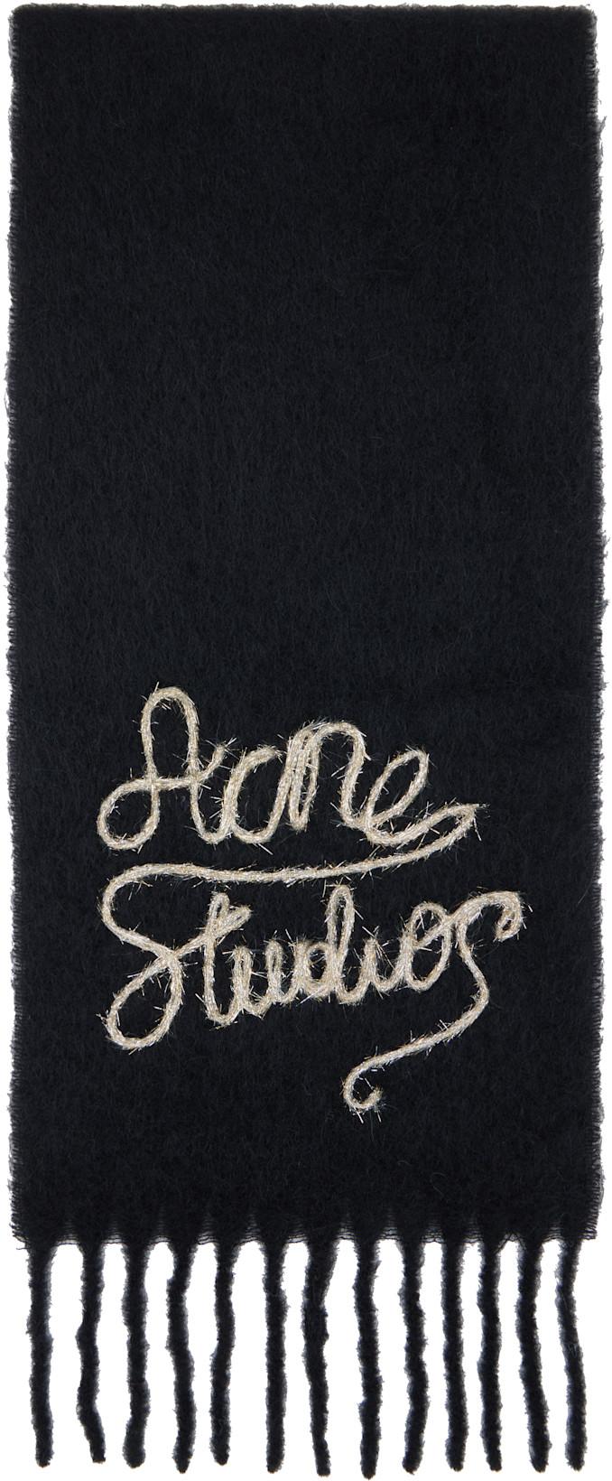 Black Wool Logo Scarf by ACNE STUDIOS