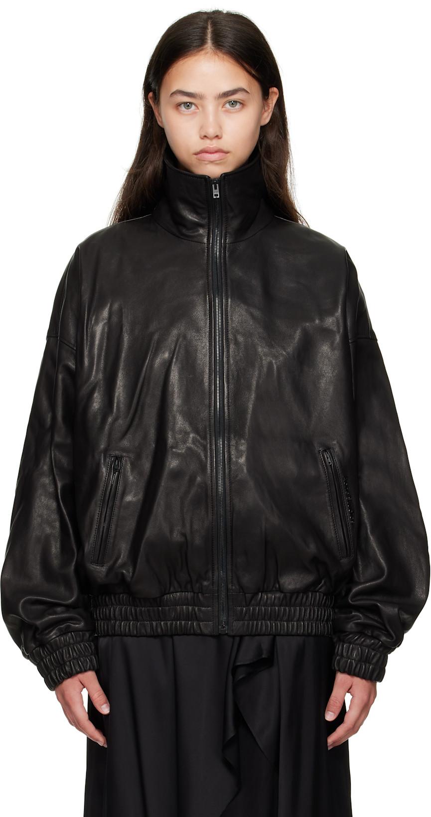 Black Zip Leather Jacket by ACNE STUDIOS