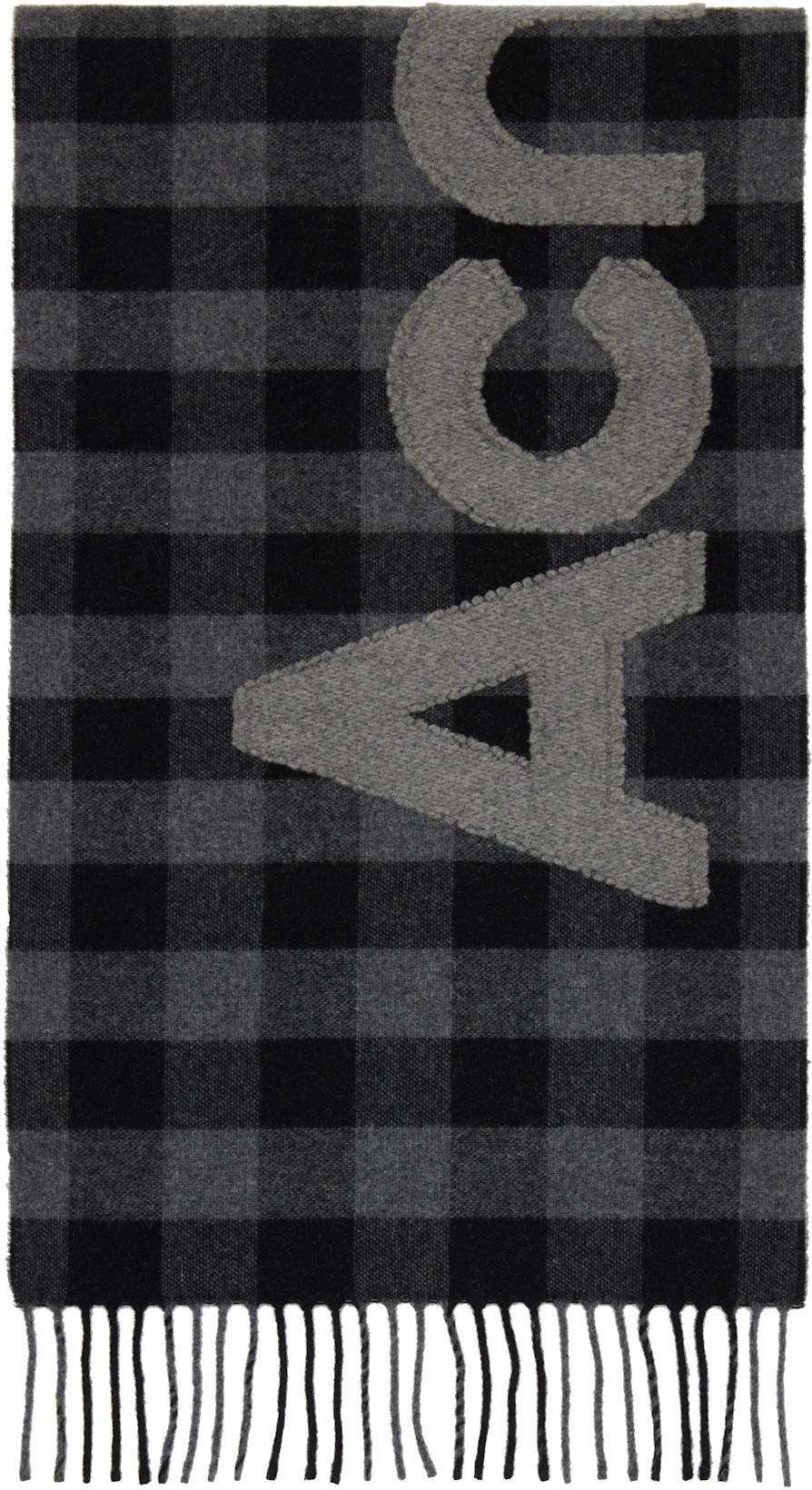 Black & Gray Check Logo Scarf by ACNE STUDIOS