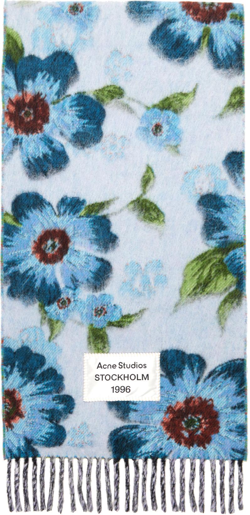 Blue Fringed Wool Scarf by ACNE STUDIOS