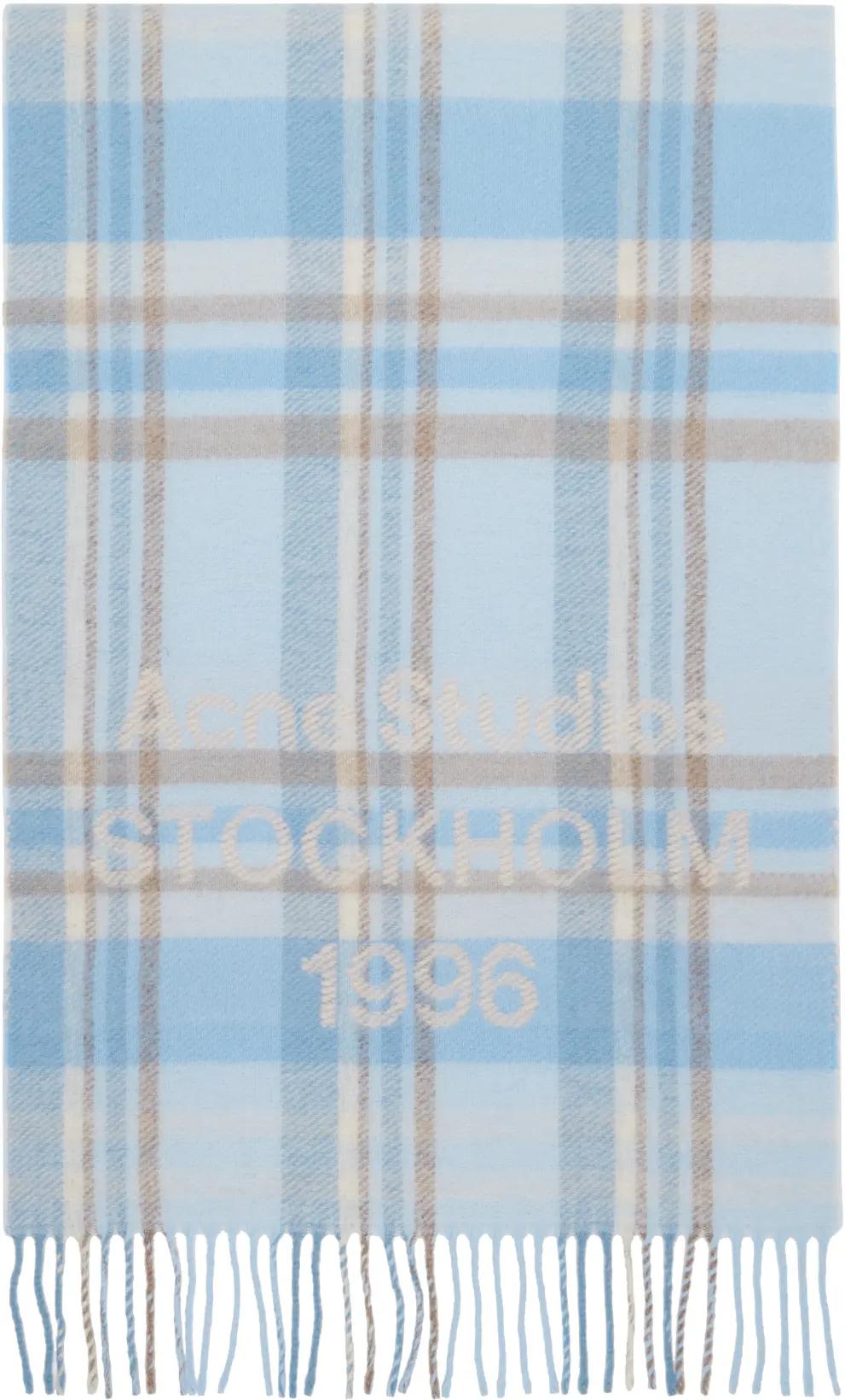 Blue Logo Fringe Scarf by ACNE STUDIOS