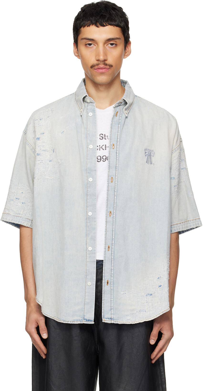 Blue Mended Denim Shirt by ACNE STUDIOS