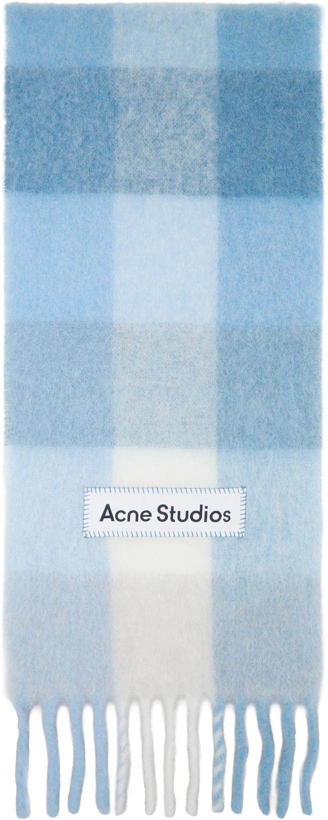 Blue Mohair Checked Scarf by ACNE STUDIOS