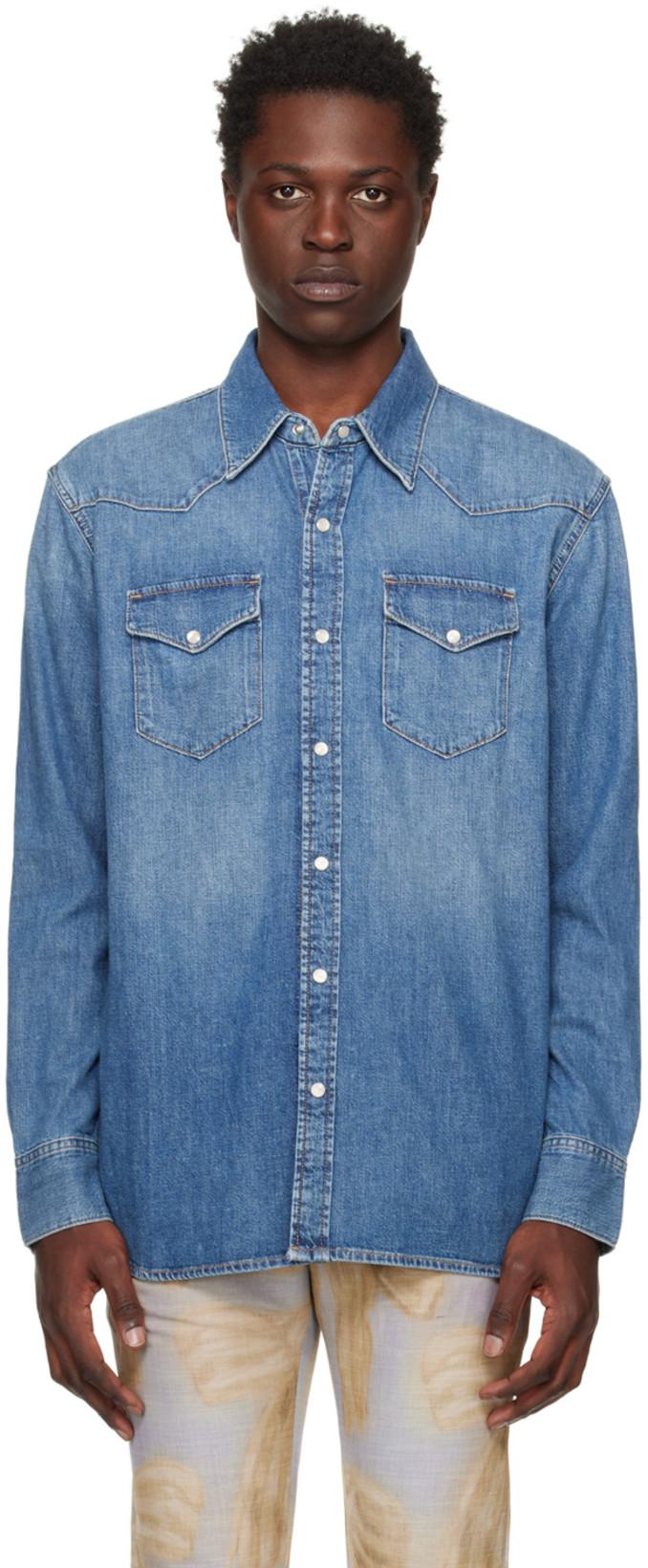 Blue Press-Stud Denim Shirt by ACNE STUDIOS