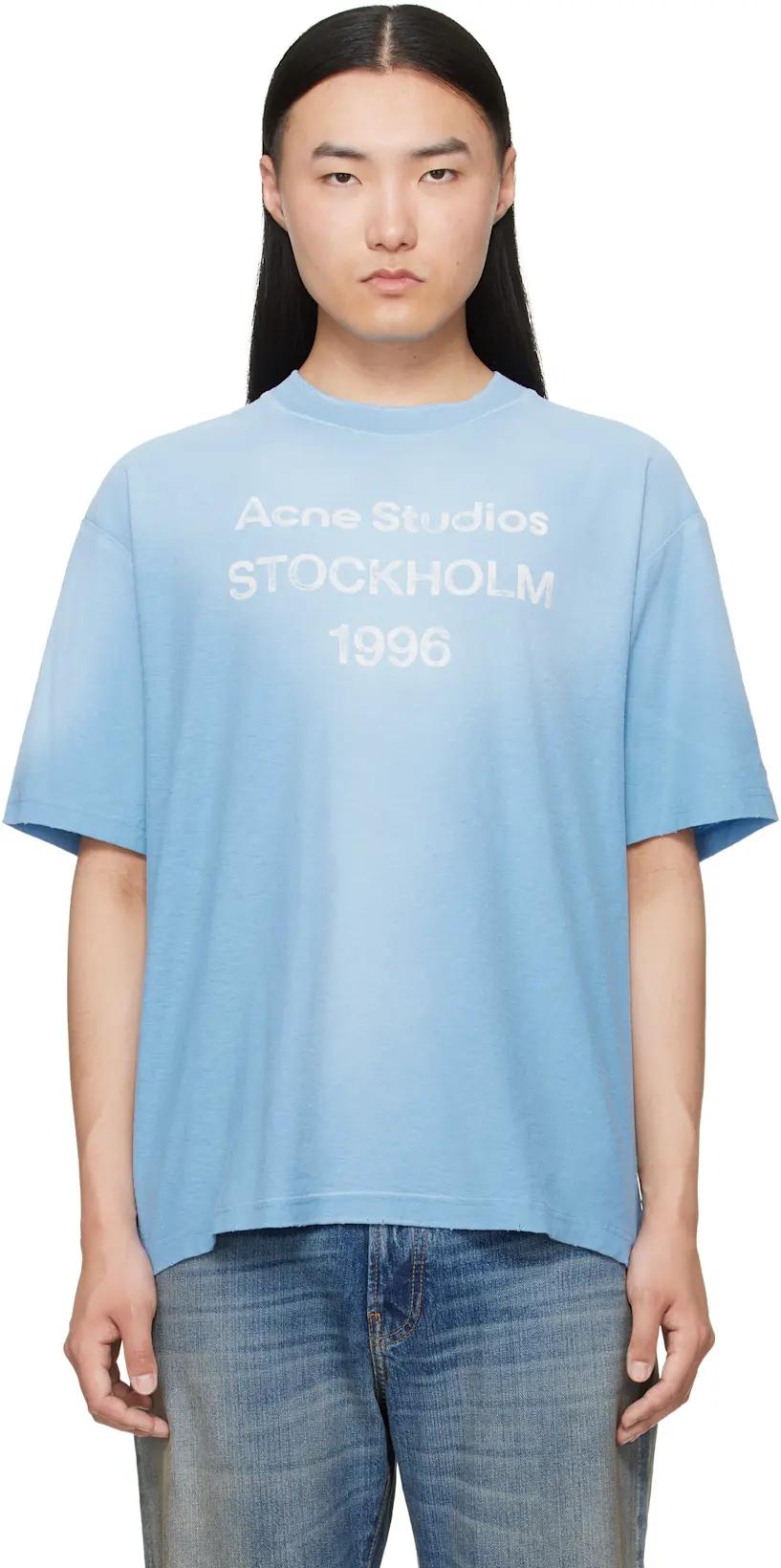 Blue Sprayed Logo T-shirt by ACNE STUDIOS