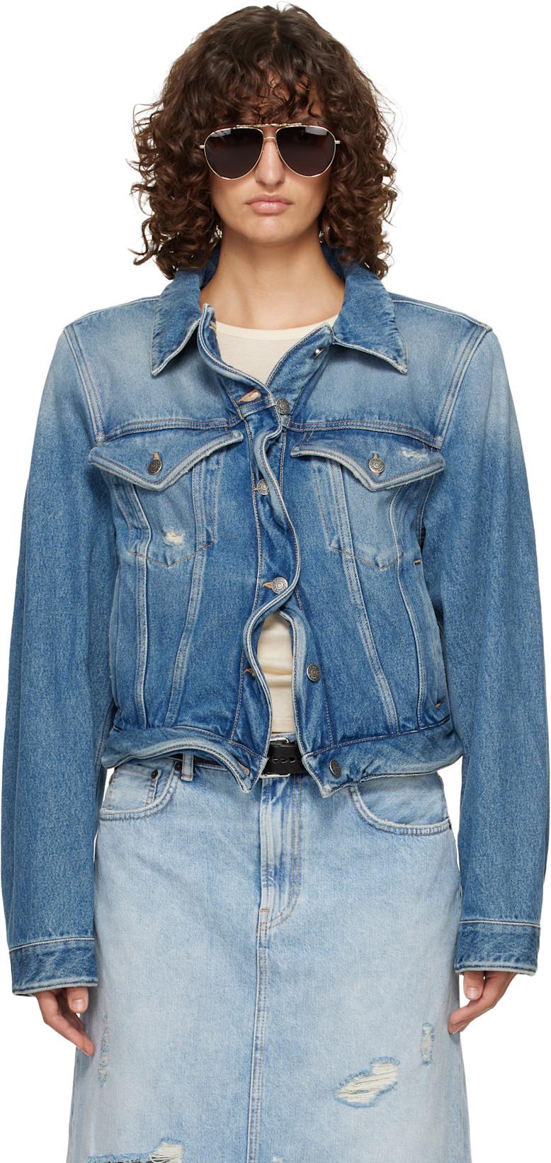 Blue Wavy Denim Jacket by ACNE STUDIOS