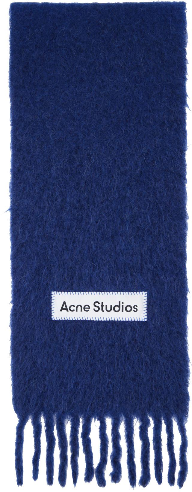 Blue Wool Fringe Scarf by ACNE STUDIOS