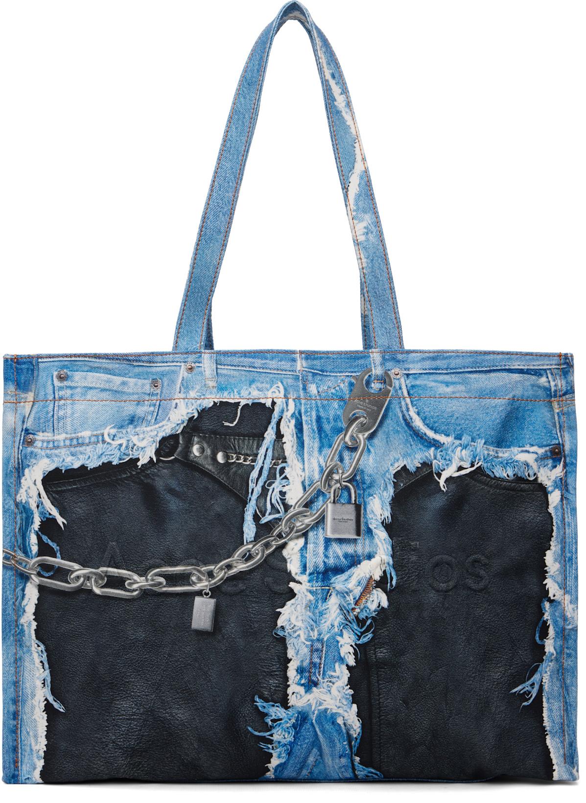 Blue & Black Denim Print Tote by ACNE STUDIOS