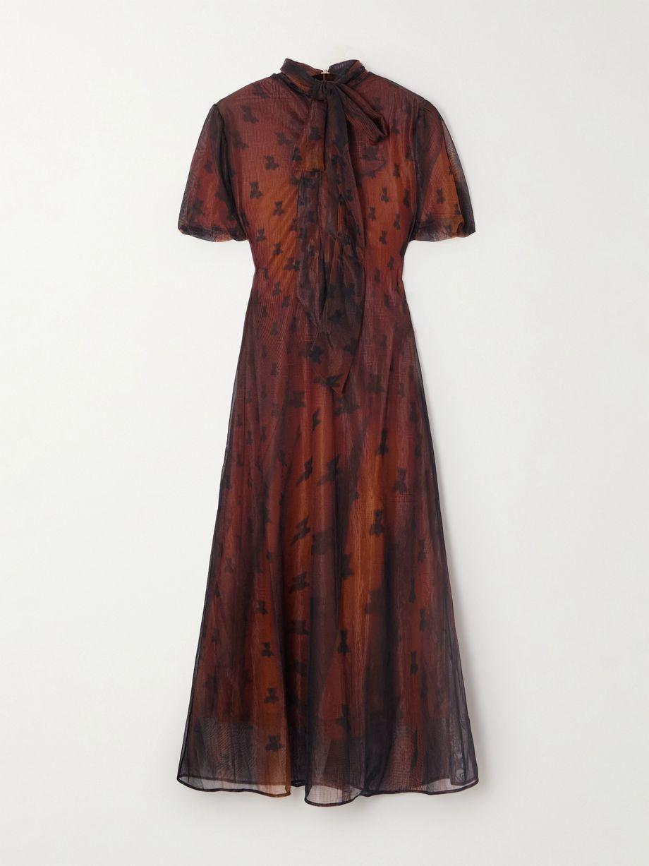 Bow-detailed printed chiffon midi dress by ACNE STUDIOS