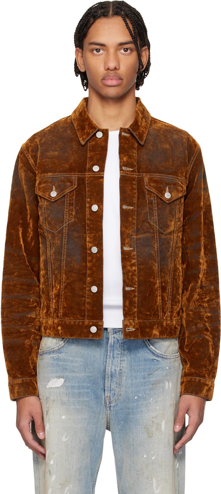 Brown Flocked Denim Jacket by ACNE STUDIOS
