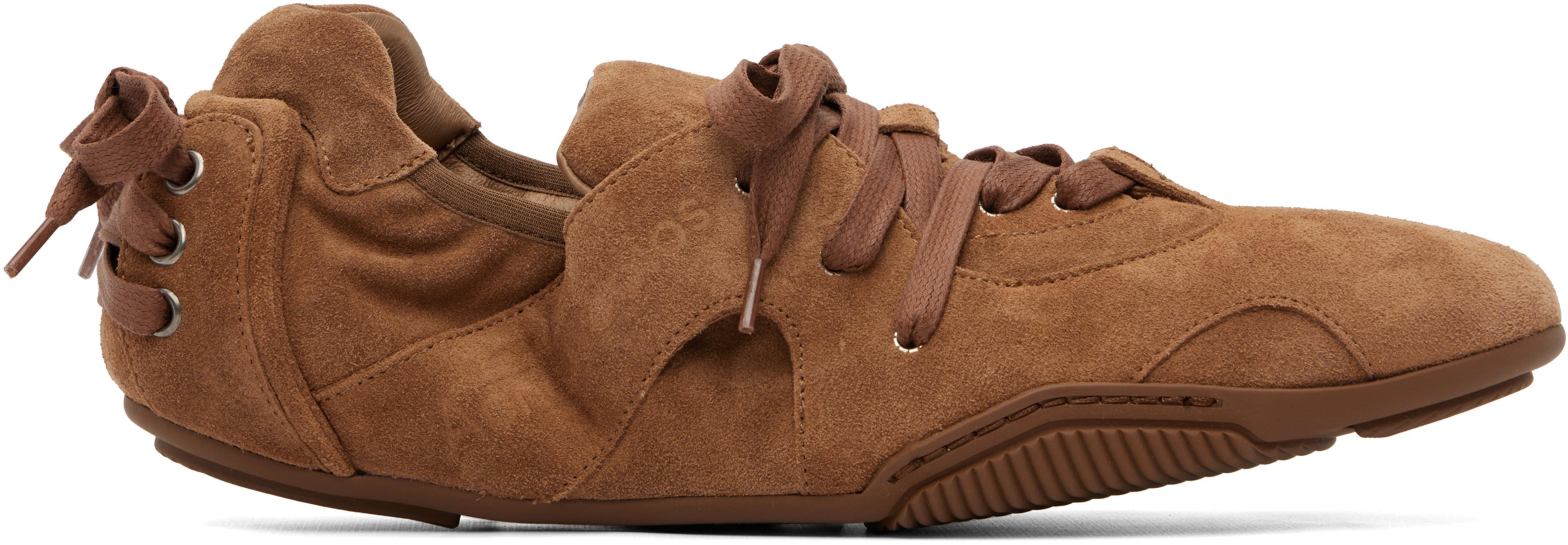 Brown Lace-Up Suede Sneakers by ACNE STUDIOS