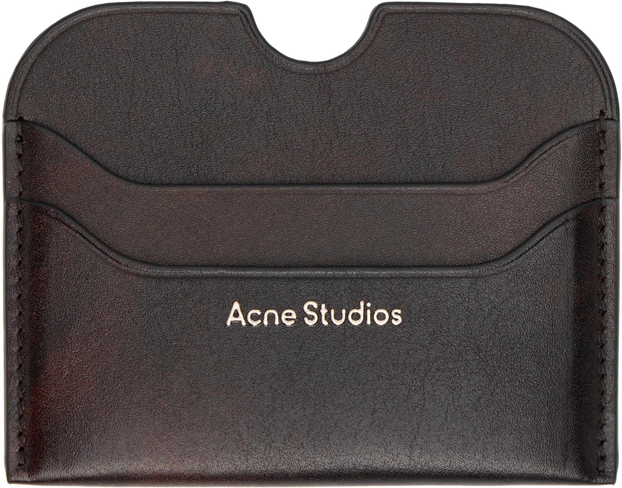 Brown Leather Card Holder by ACNE STUDIOS