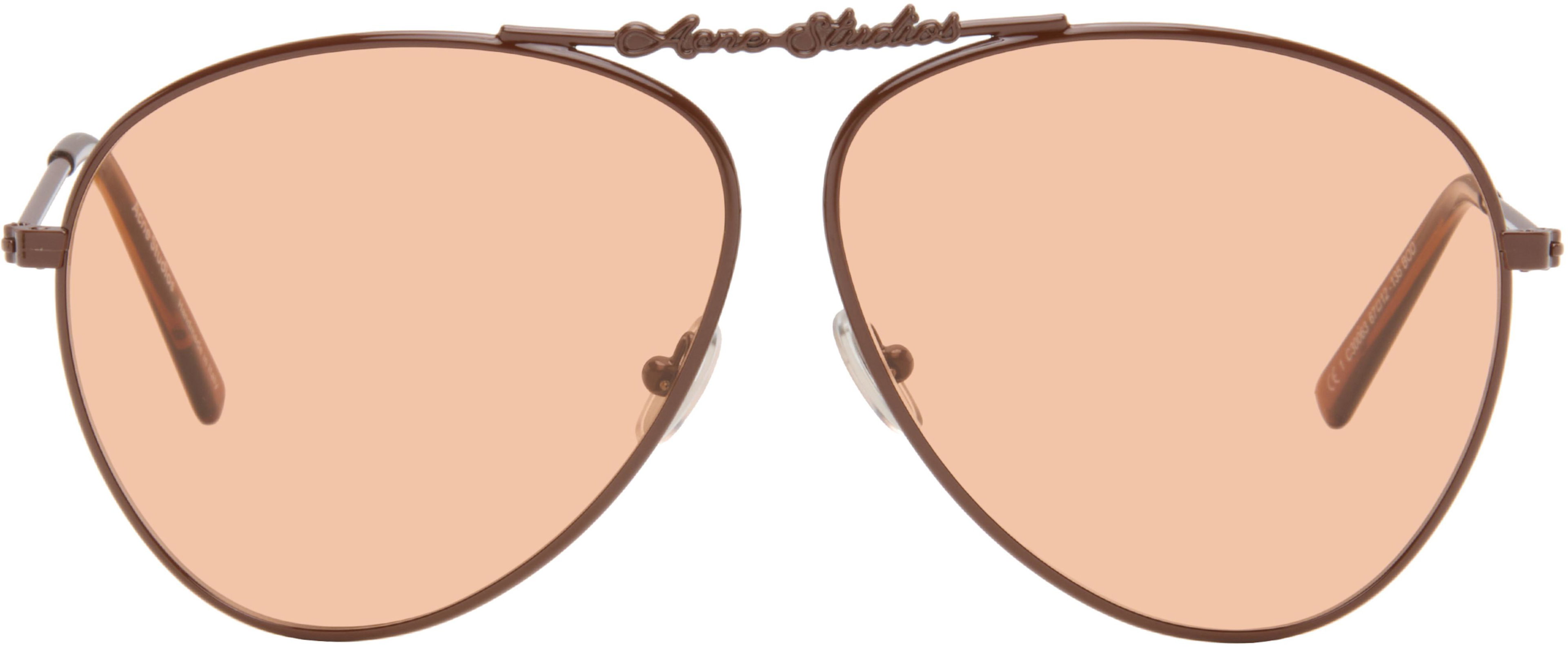 Brown Metal Aviator Sunglasses by ACNE STUDIOS