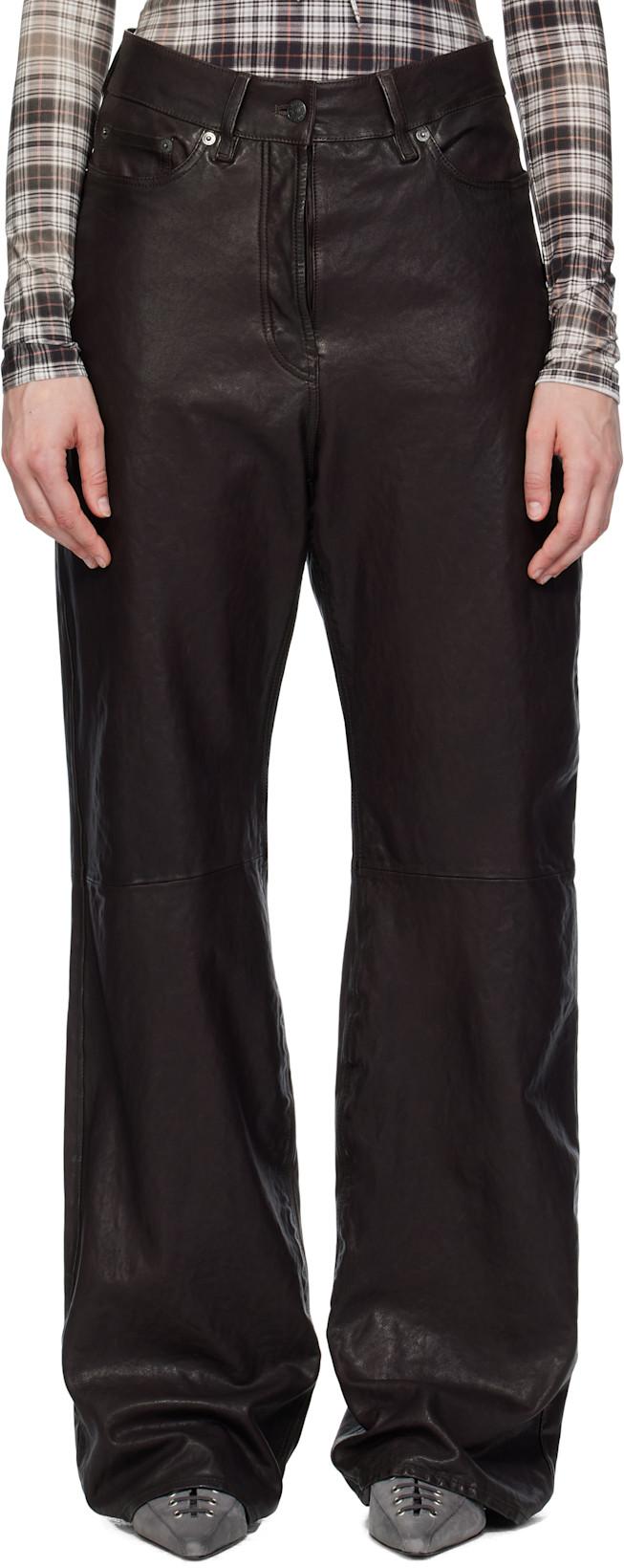 Brown Paneled Leather Pants by ACNE STUDIOS