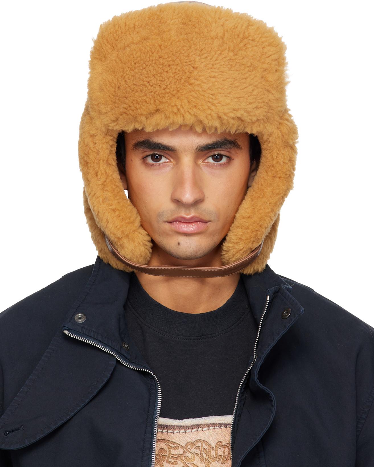 Brown Shearling Aviator Hat by ACNE STUDIOS