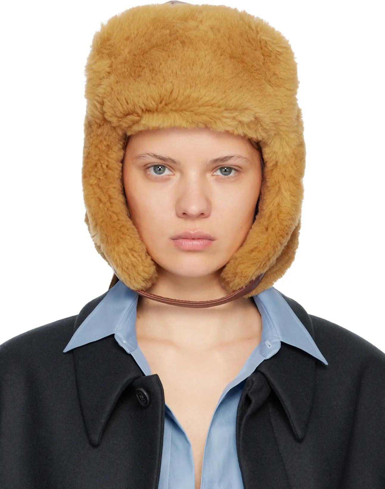 Brown Shearling Hat by ACNE STUDIOS