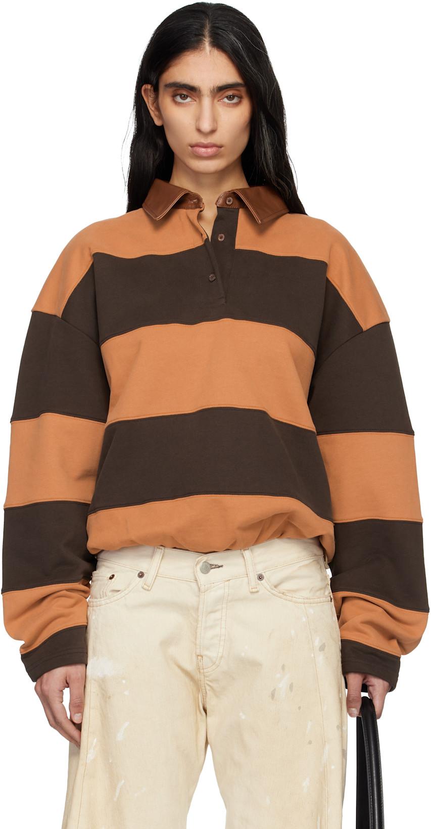 Brown Striped Polo by ACNE STUDIOS
