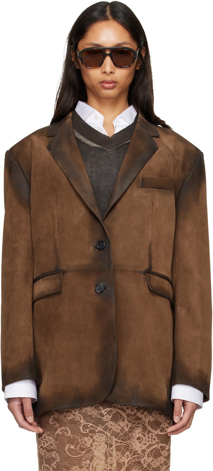 Brown Suede Suit Jacket by ACNE STUDIOS