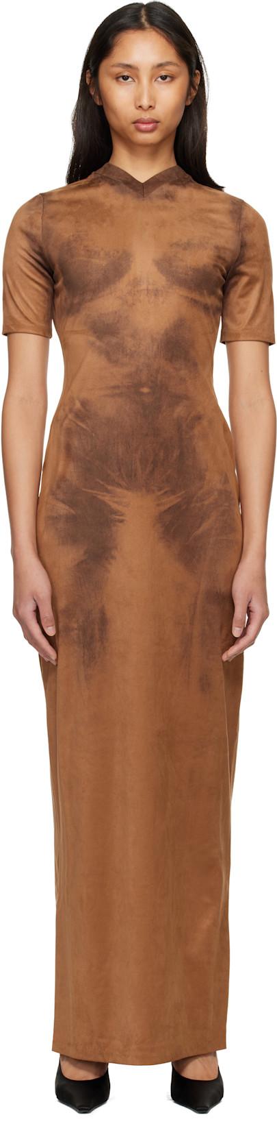 Brown Trompe L’Oeil Faux-Suede Maxi Dress by ACNE STUDIOS