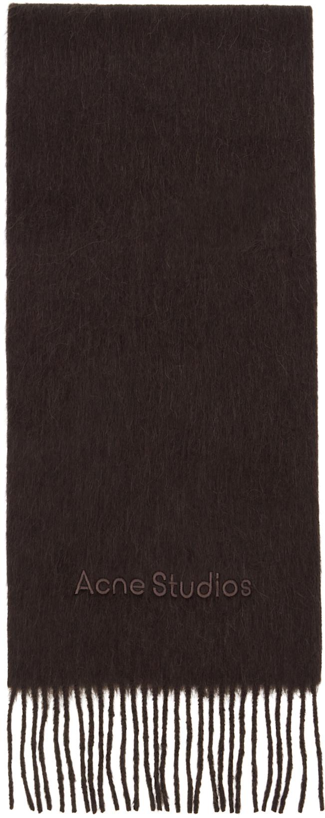 Brown Wool Logo Scarf by ACNE STUDIOS