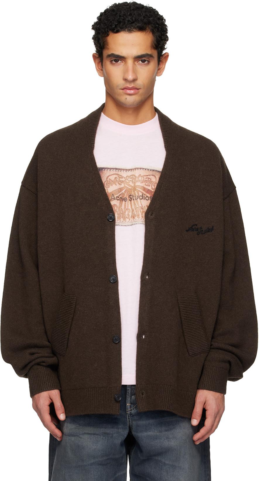 Brown Wool V-Neck Cardigan by ACNE STUDIOS