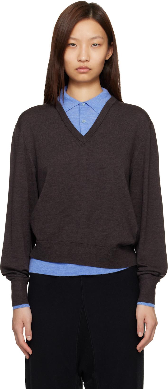 Brown & Blue Layered Wool Knit Sweater by ACNE STUDIOS