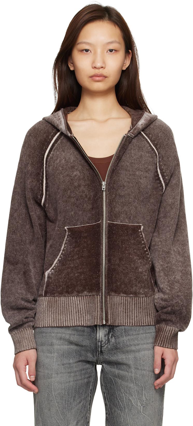 Burgundy Zipper Hoodie by ACNE STUDIOS