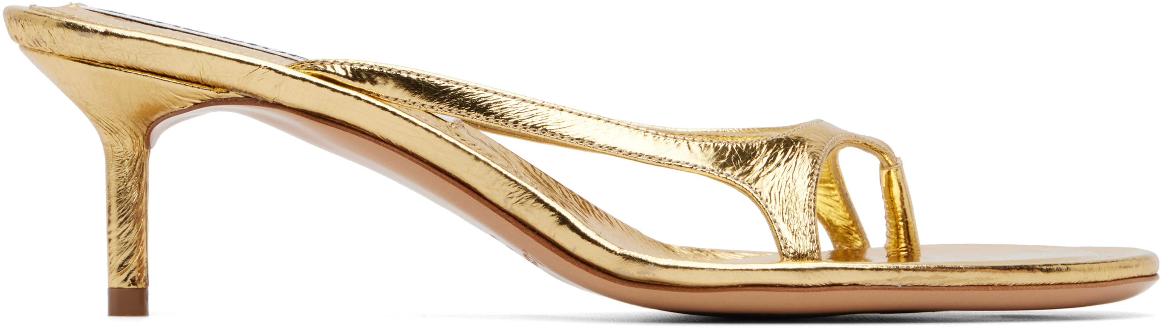 Gold Kitten Heeled Sandals by ACNE STUDIOS