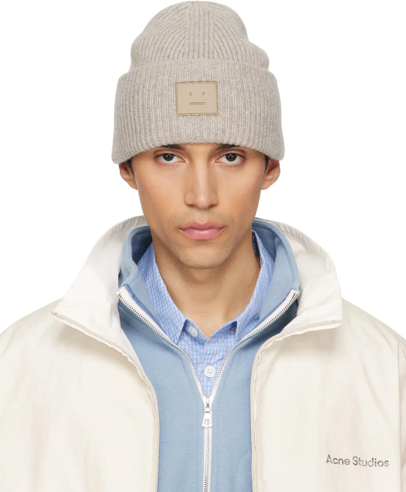 Gray Face Logo Beanie by ACNE STUDIOS