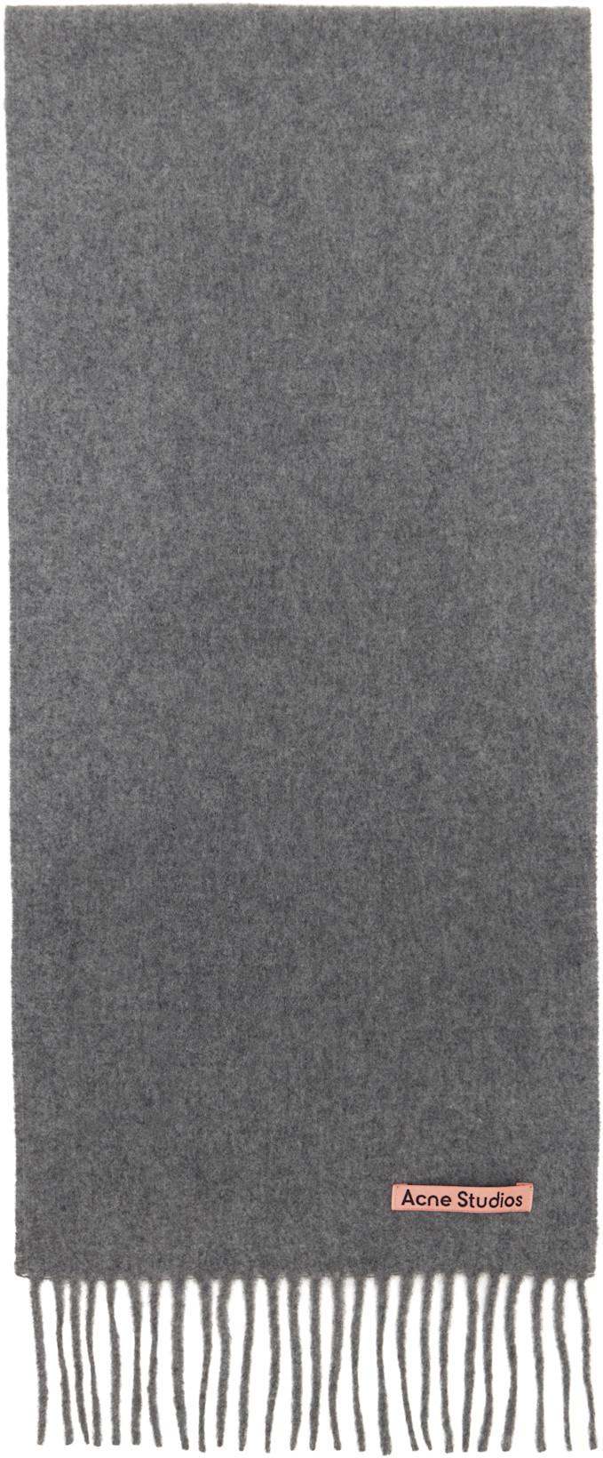 Gray Fringe Wool Skinny Scarf by ACNE STUDIOS