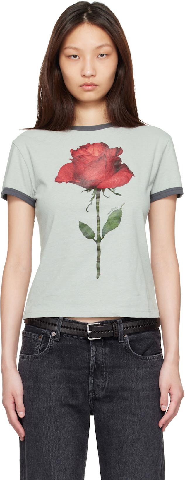 Gray Graphic Rose T-shirt by ACNE STUDIOS