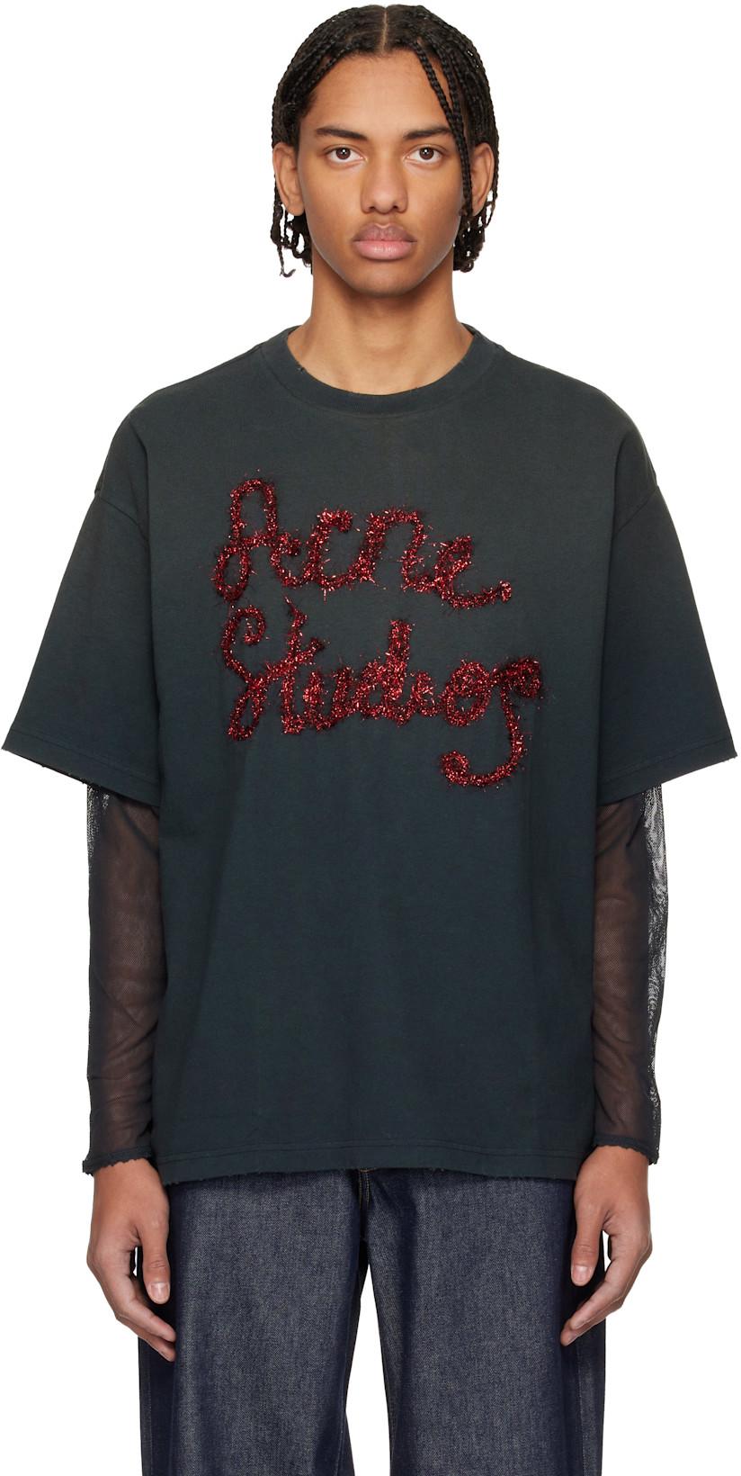 Gray Layered Logo T-shirt by ACNE STUDIOS