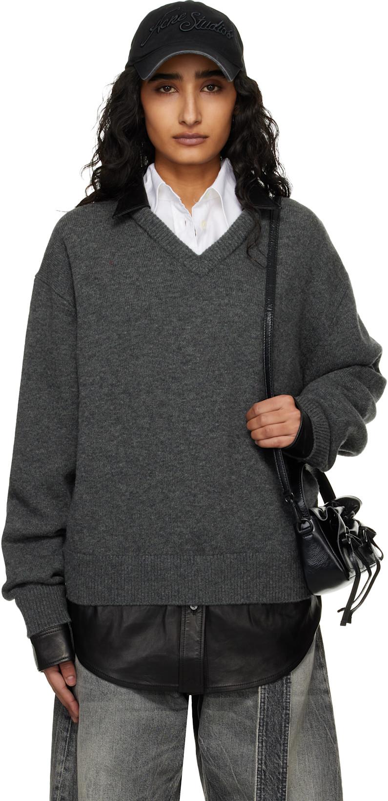 Gray Layered Wool Knit Sweater by ACNE STUDIOS