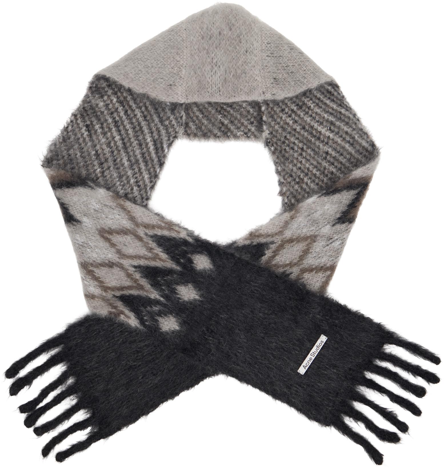 Gray Mohair Hood Scarf by ACNE STUDIOS