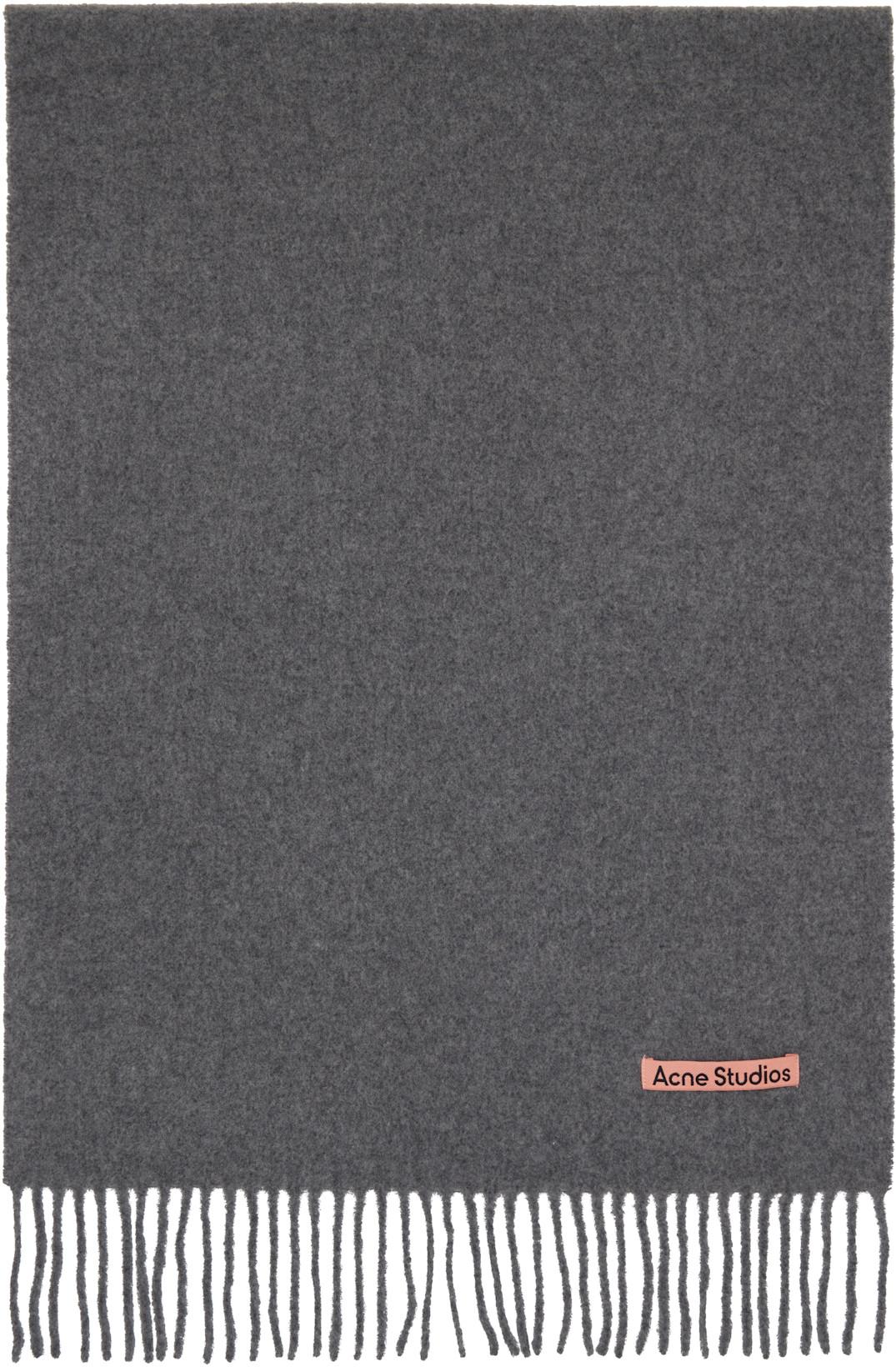 Gray Narrow Fringe Wool Scarf by ACNE STUDIOS