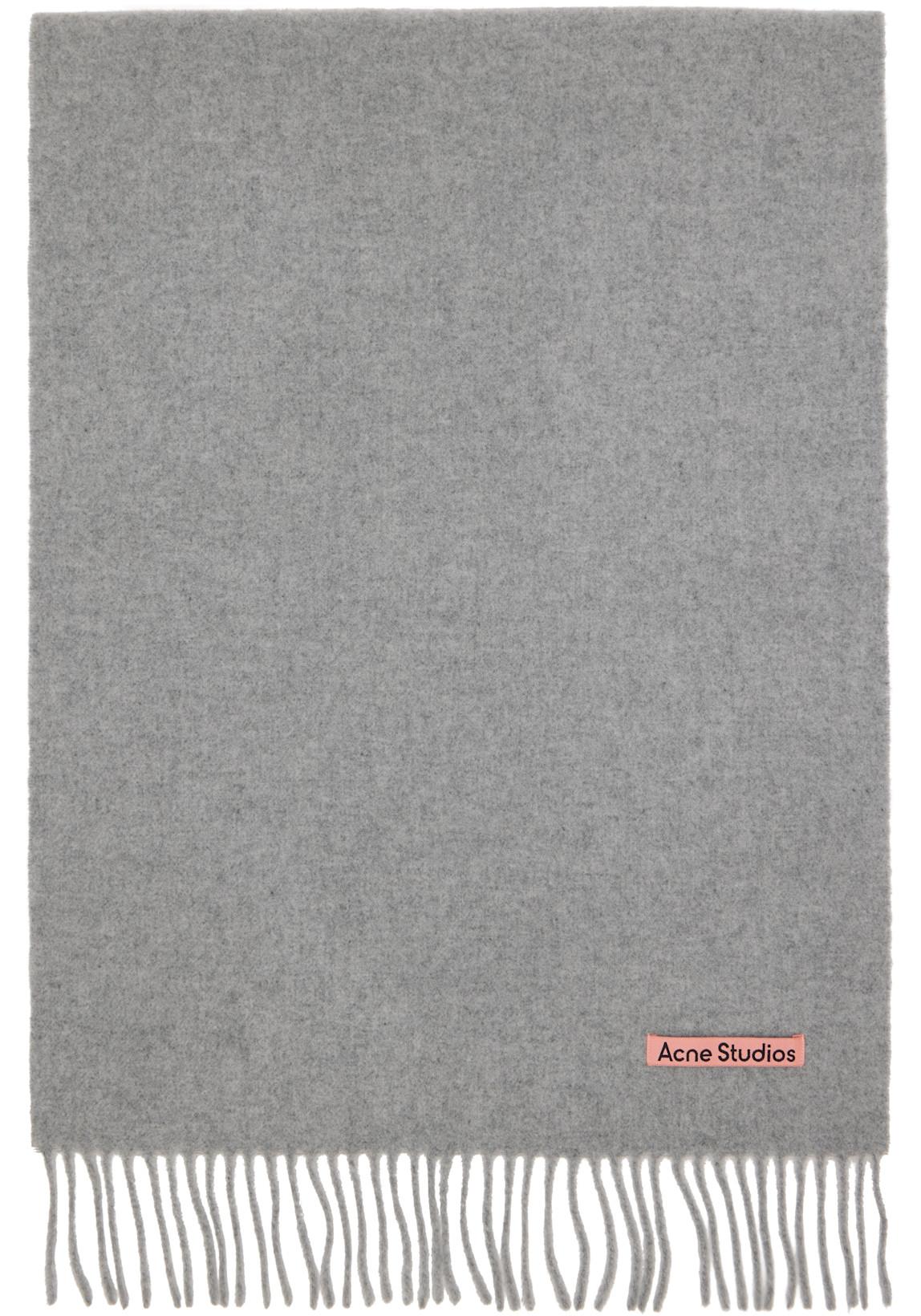 Gray Narrow Fringe Wool Scarf by ACNE STUDIOS