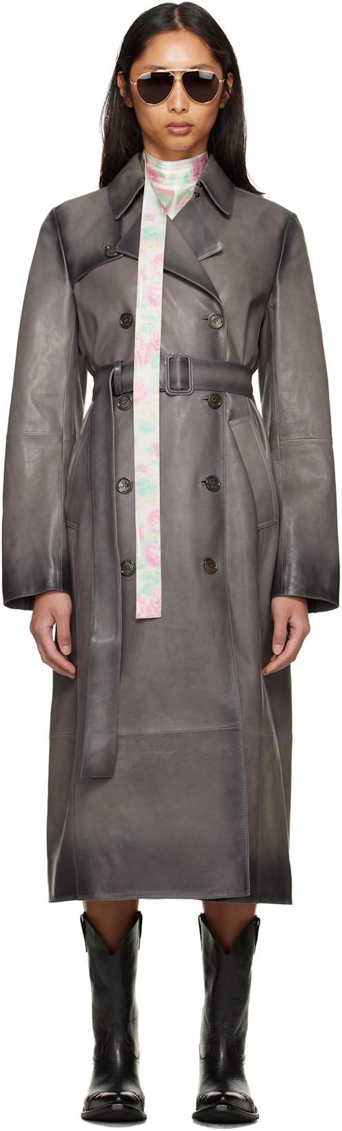 Gray Ombré Leather Trench Coat by ACNE STUDIOS
