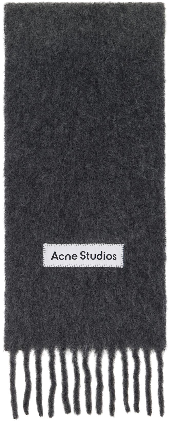 Gray Wool Fringe Scarf by ACNE STUDIOS
