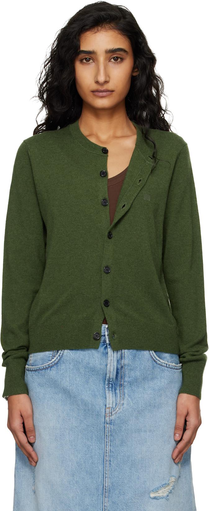 Green Fitted Yak Wool Cardigan by ACNE STUDIOS