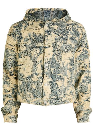Hooded distressed denim jacket by ACNE STUDIOS