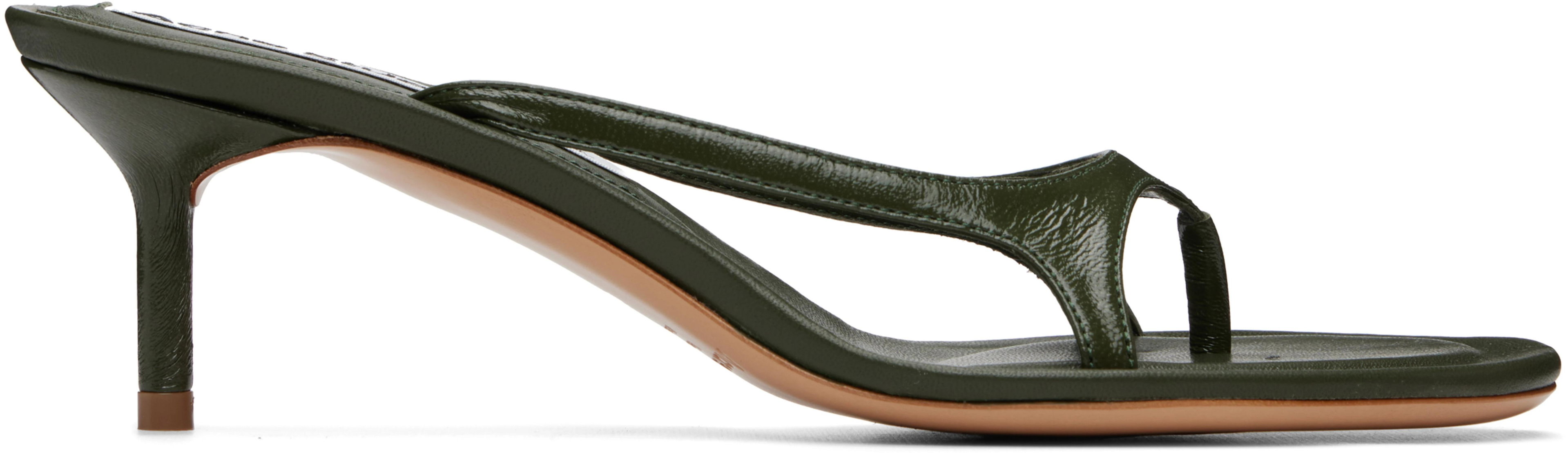 Khaki Kitten Heeled Sandals by ACNE STUDIOS