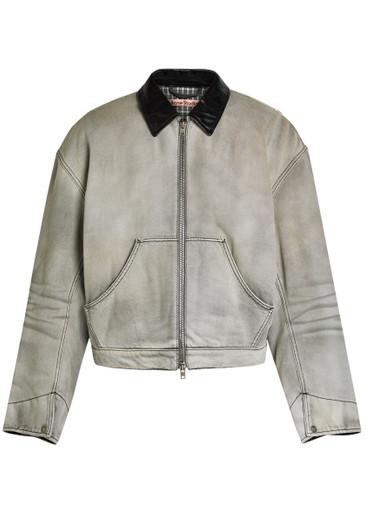 Leather-trim cotton-twill jacket by ACNE STUDIOS