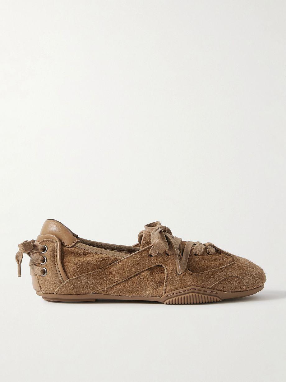 Leather-trimmed paneled suede sneakers by ACNE STUDIOS